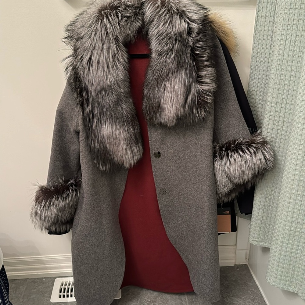 Fox fur wool jacket